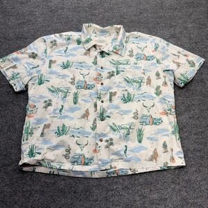 California Cowboy High Water Shirt XL Cream Desert Surf Cactus Cotton Tencel